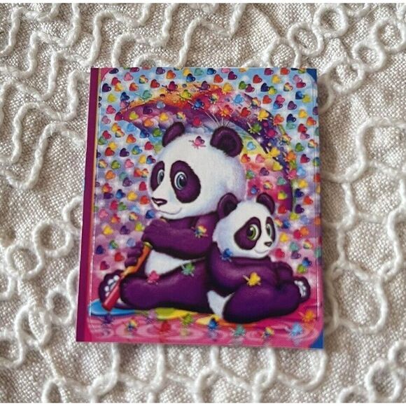 Lisa Frank Sticker Rainbow Panda & Baby Hearts Paint Glitter Sparkles 1.75x1.25" - Picture 1 of 2